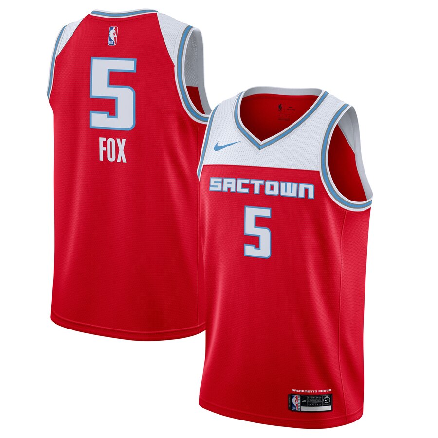2020 Men Sacramento Kings 5 Fox Red city edition Game Nike NBA Jerseys